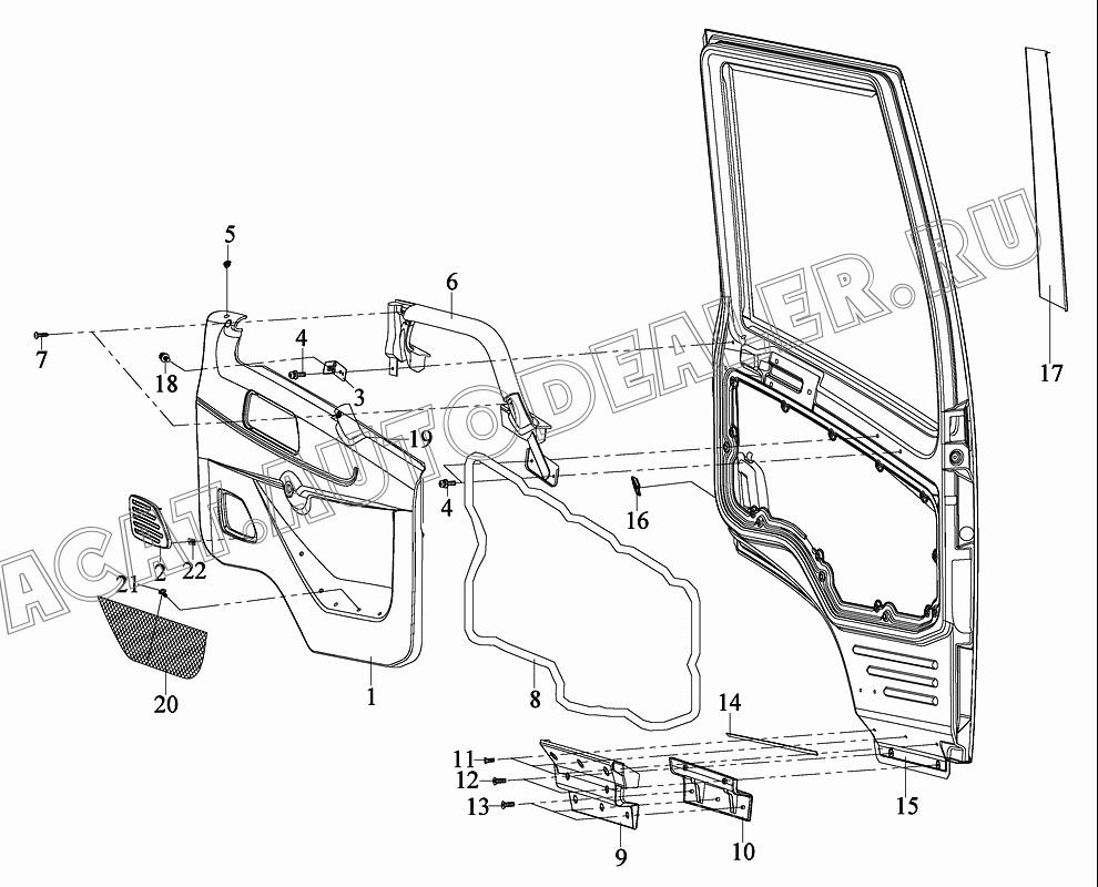 Внутренняя облицовка левой двери в сборе 6102015F109 для FAW CA3252