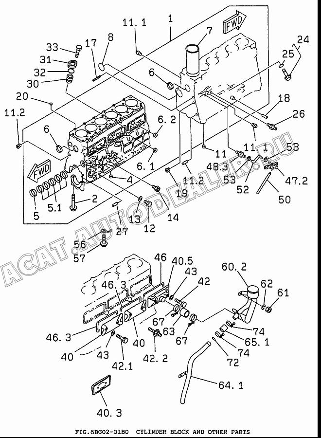 CYLINDER BLOCK ASS'Y 1-11210-443-6 для Isuzu 6BG1