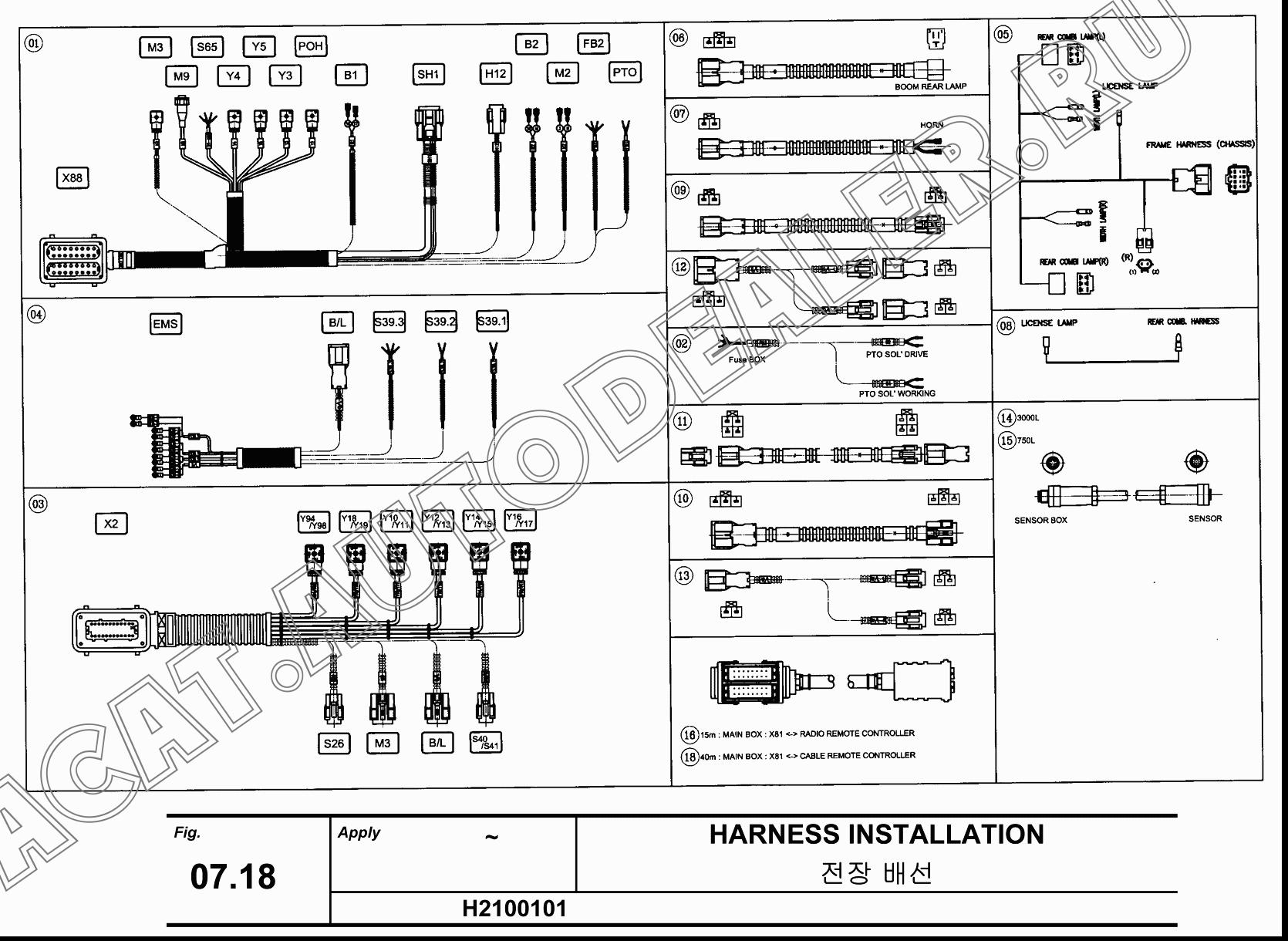HARNESS COMBINATION CONTROL H2100008 для Hanwoo HCP40.15X