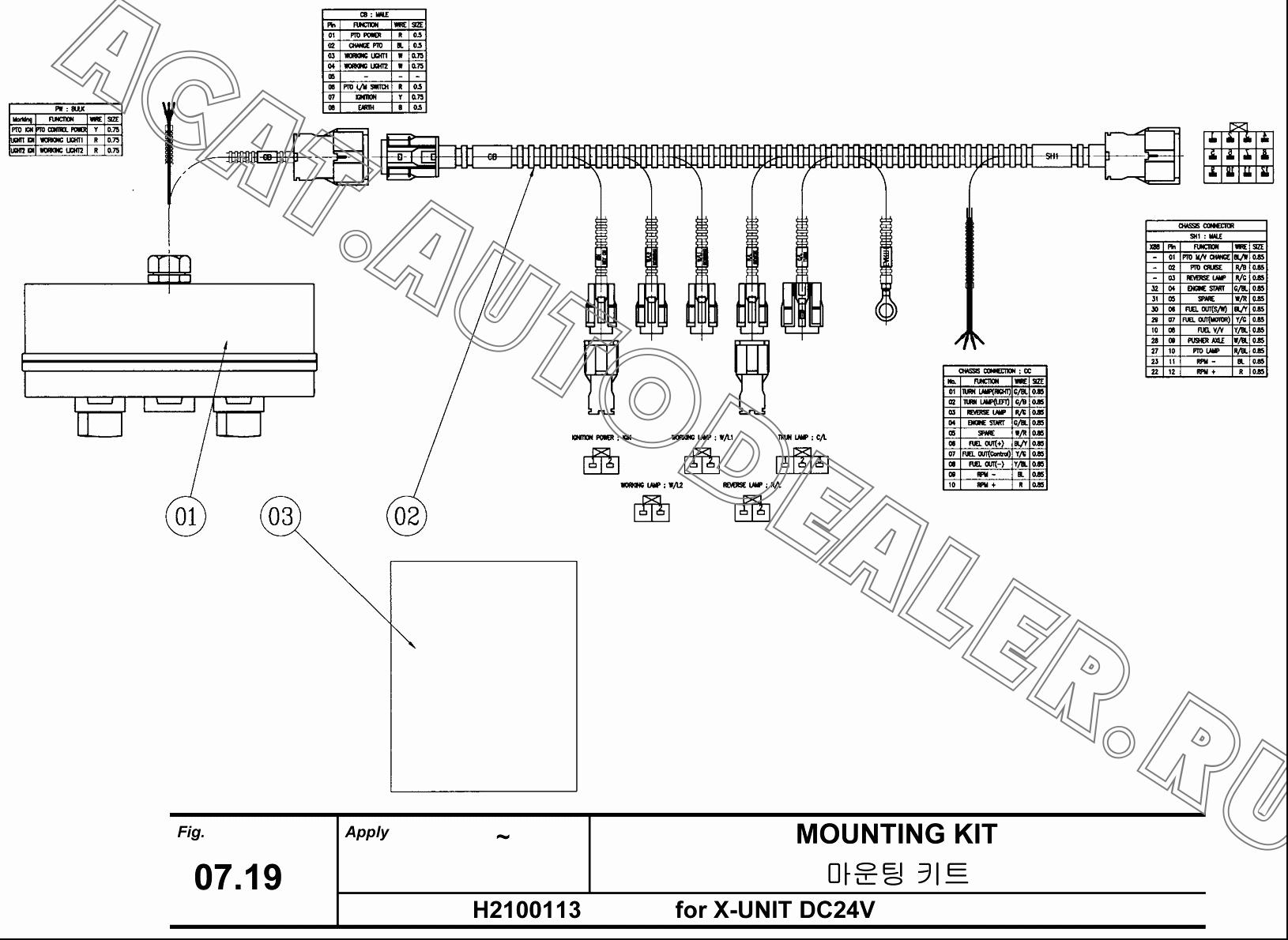 PTO SWITCH BOX for X-UNIT DC12V H2100086 для Hanwoo HCP40.15X