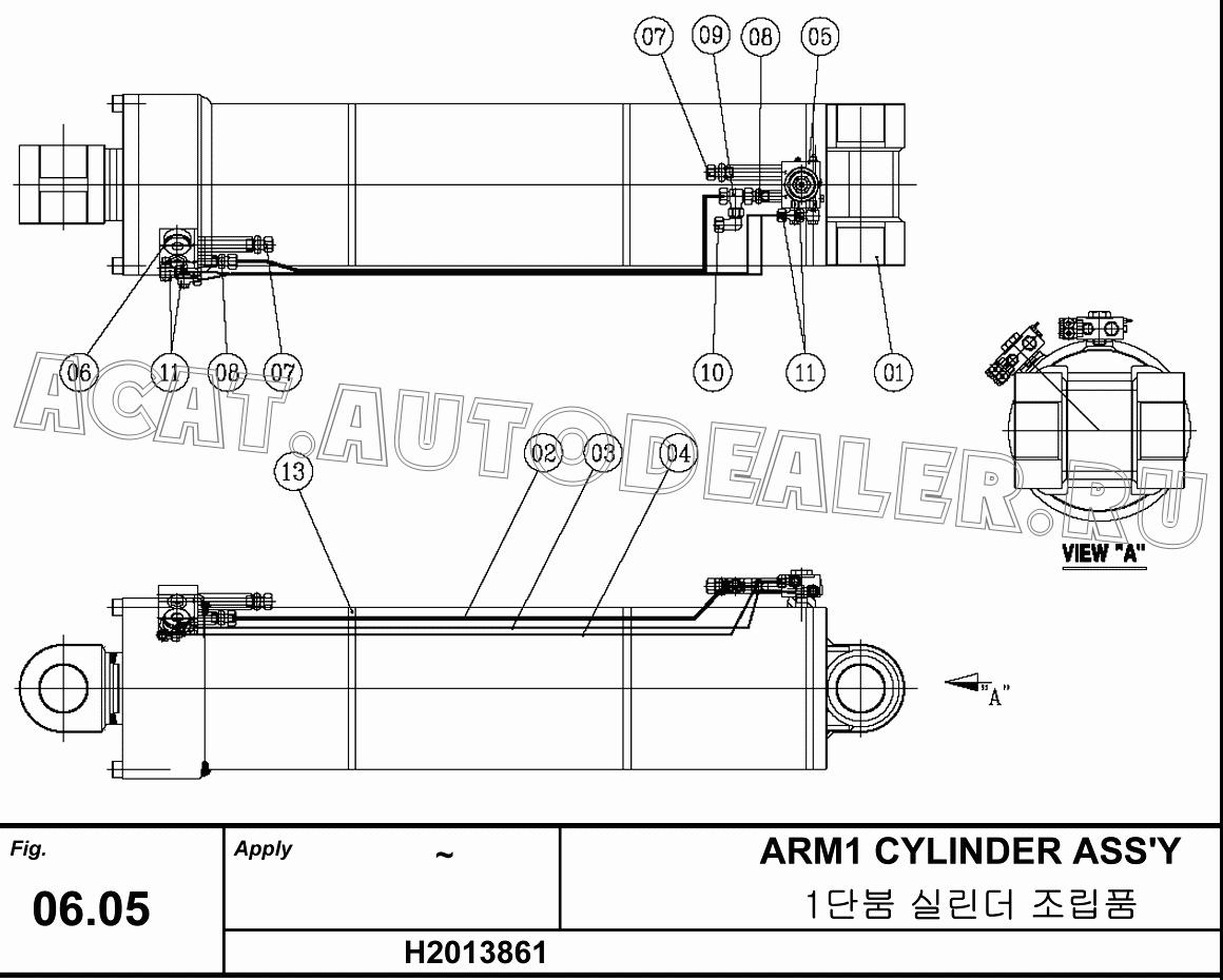 1ST BOOM CYLINDER ASS' H2080307 для Hanwoo HCP40.15X