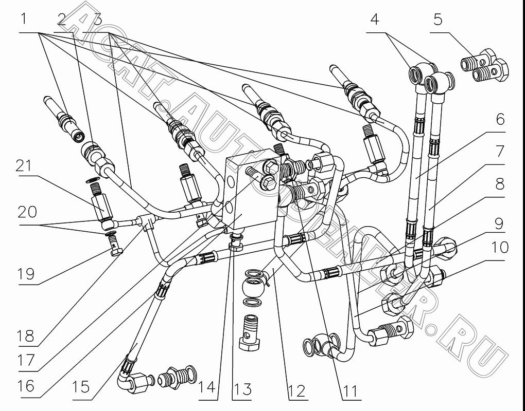 Трубопровод между ЭБУ и топливным насосом G2100-1104F00 для Yuchai YC4G180-30