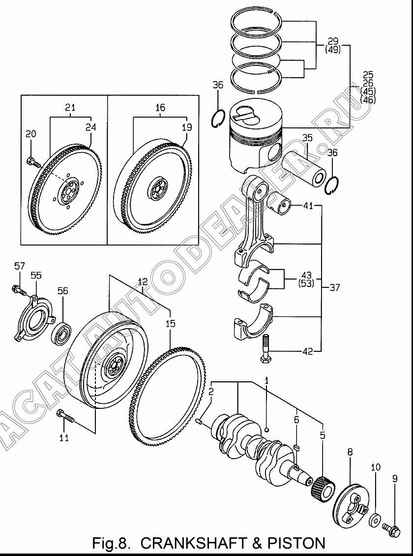 PISTON W/RING OS=.25 119265-22930 для Yanmar 3TNE68