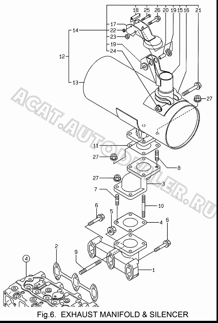 MANIFOLD, EXHAUST 119253-13100 для Yanmar 3TNE68