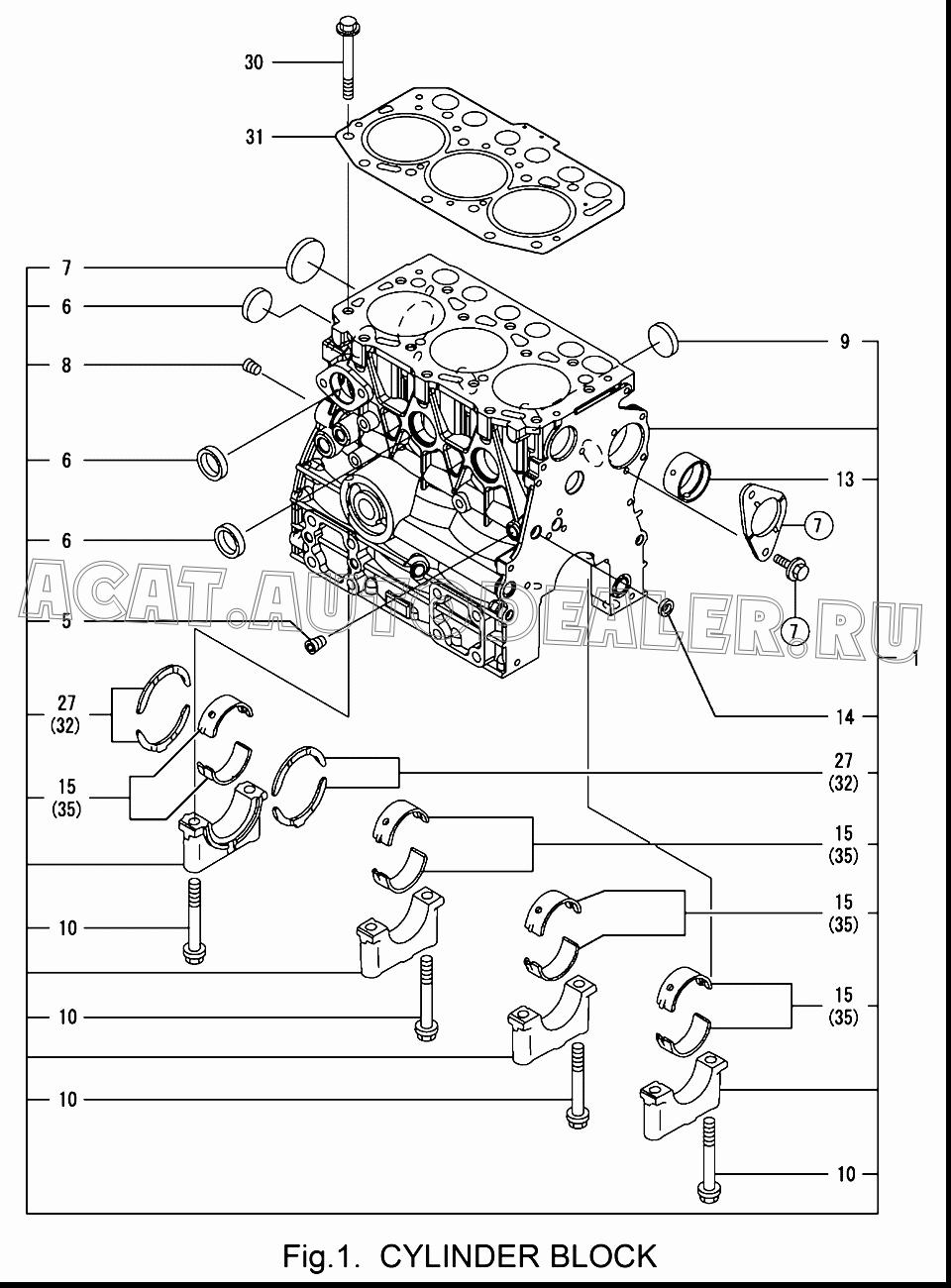 BLOCK В сборе, CYLINDER 719515-01560 для Yanmar 3TNV70