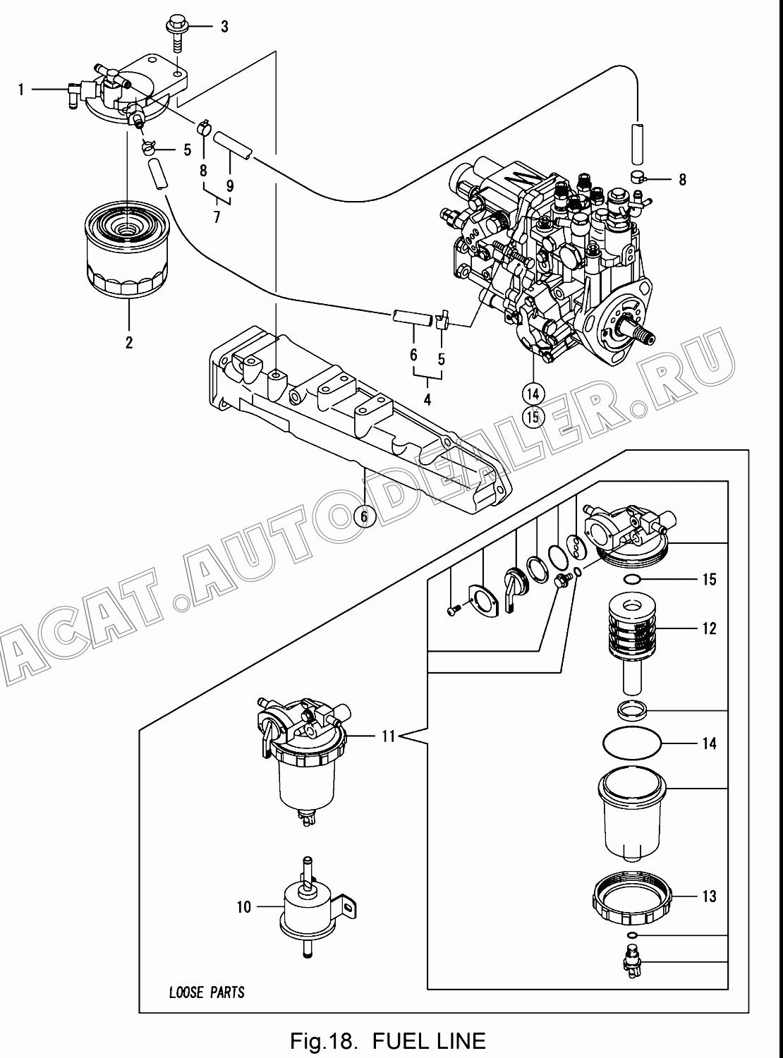 PIPE В сборе, FUEL 129210-59110 для Yanmar 4TNV84T