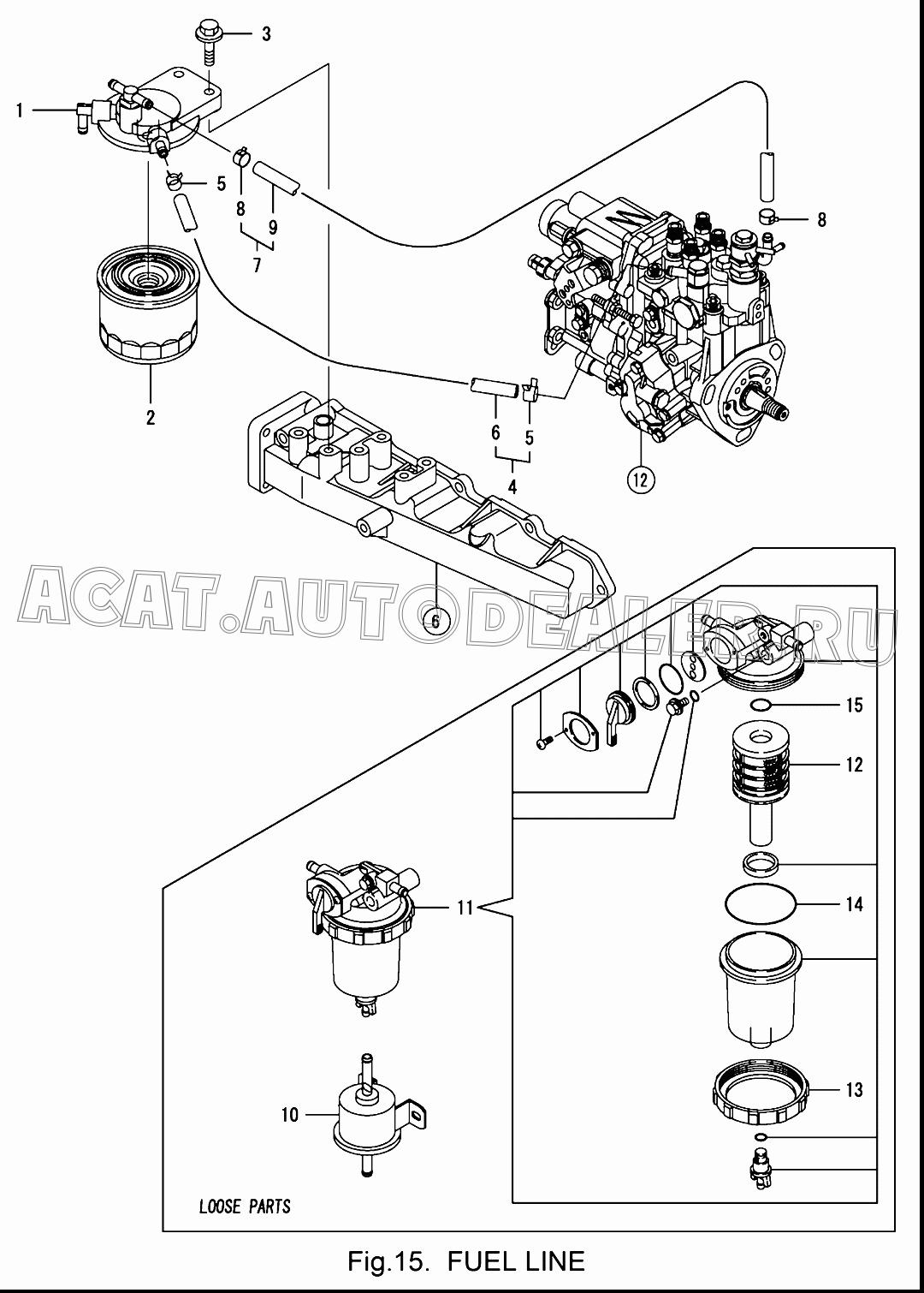 PIPE В сборе, FUEL OIL 129210-59090 для Yanmar 4TNV88