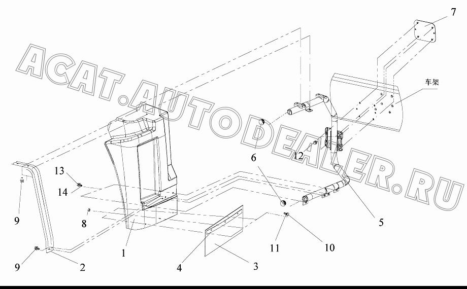 Сварная опорная труба левого брызговика 5103325-440 для FAW CA3312