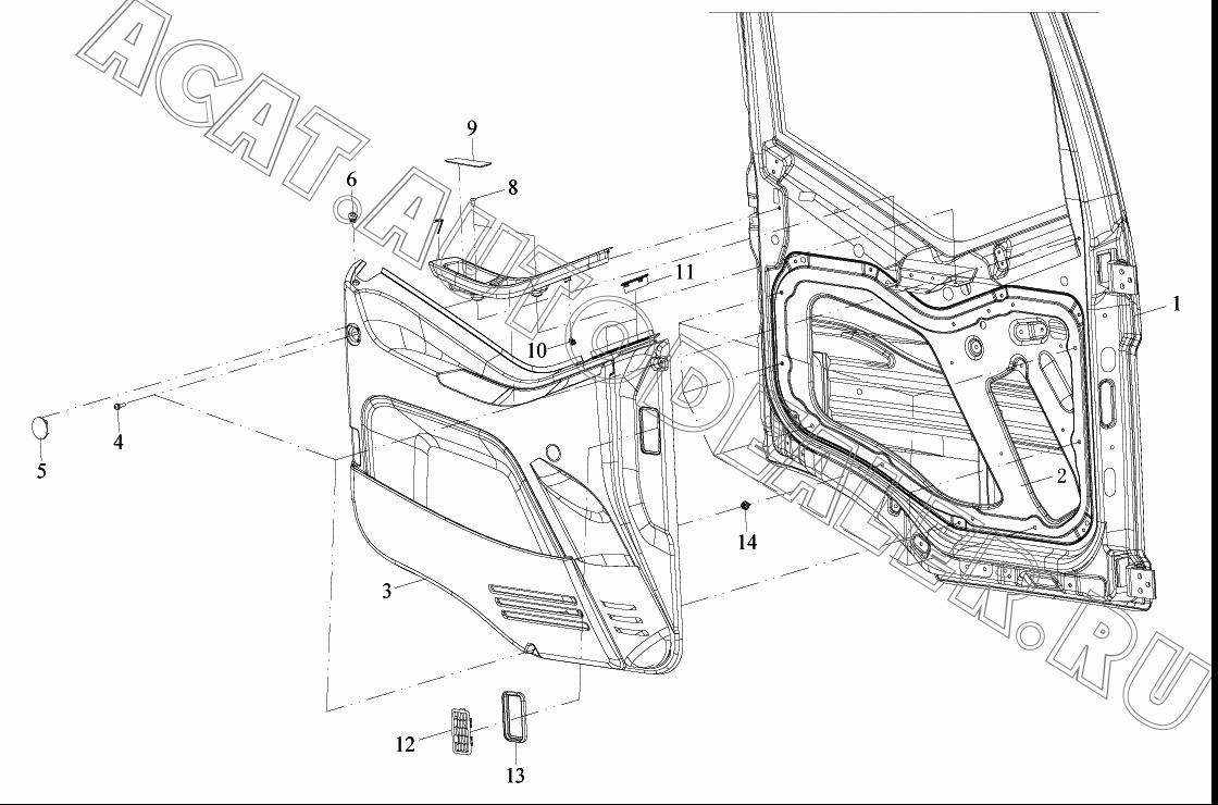 Правая передняя сварочная дверь в сборе 6100060-А01 для FAW CA4250