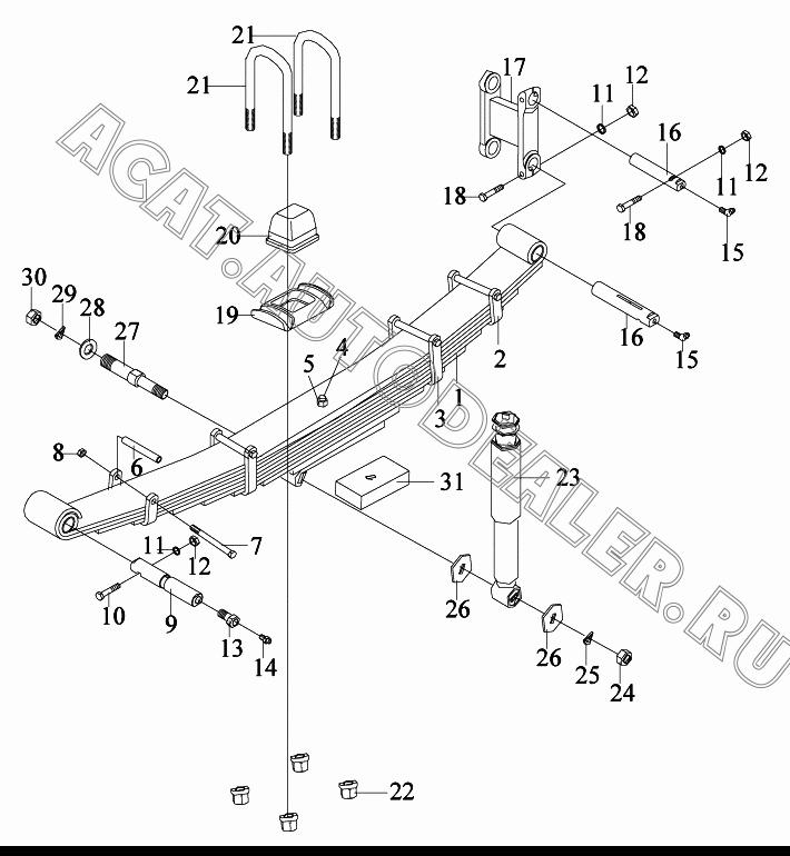 Подкладка и фиксатор в сборе - передняя рессора 2902405-76A для FAW CA4250