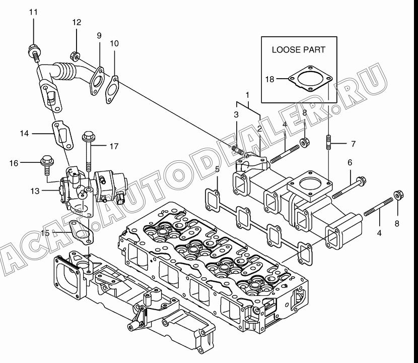 MANIFOLD В сборе;EXHAUST K9006085 для Doosan 450 Plus (Tier-3)