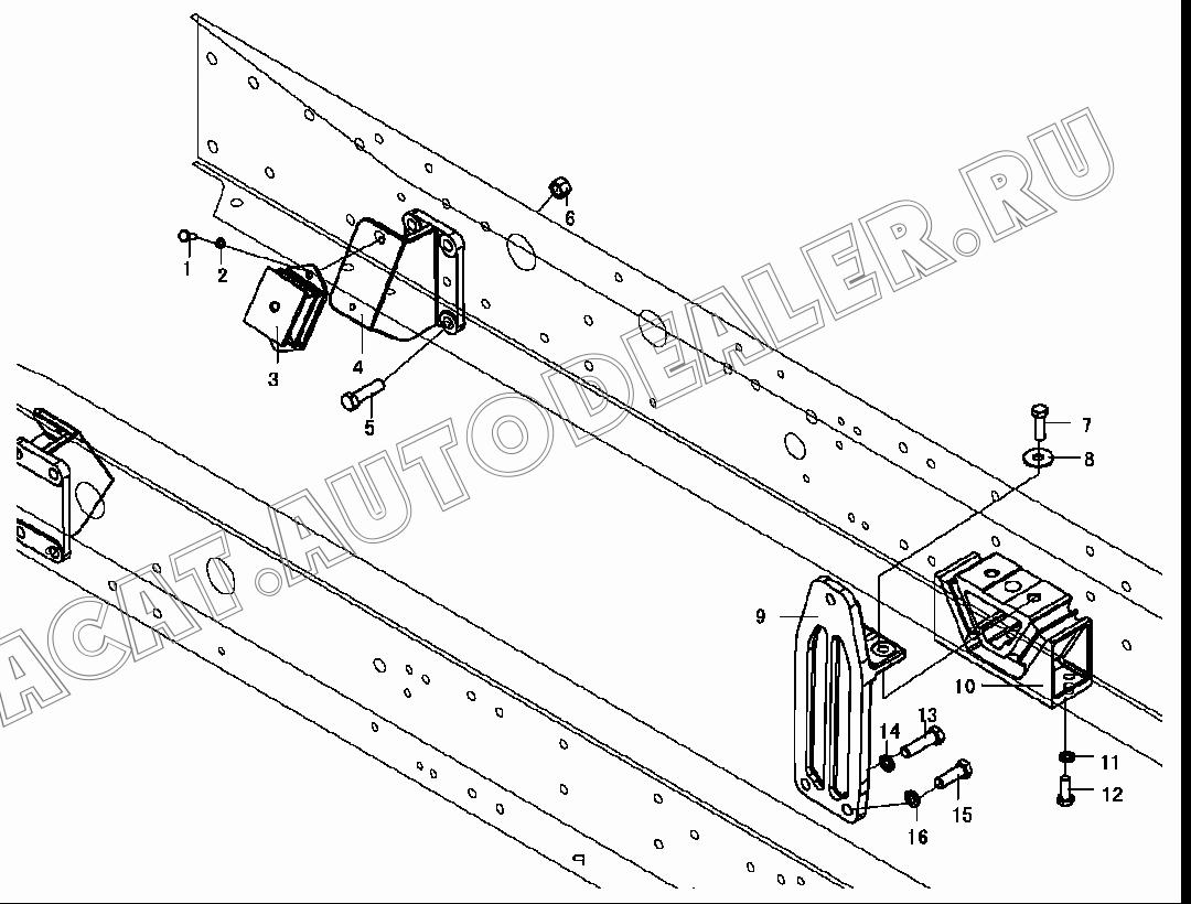 Передний кронштейн двигателя (левый) DZ93259591215 для Shaanxi SX3255NR384 (6x4), SX3315DR326, SX3315DV326 (8x4)