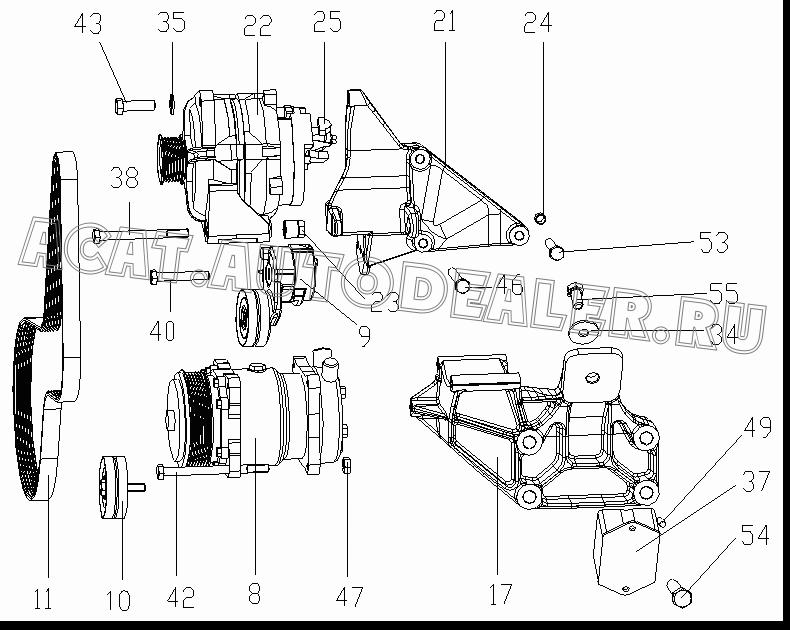 Компрессор кондиционера 612630060008 для Shaanxi SX3255NR384 (6x4), SX3315DR326, SX3315DV326 (8x4)