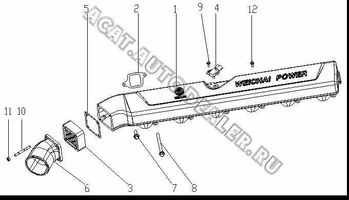 Впускная труба 612630060071 для Shaanxi SX3255NR384 (6x4), SX3315DR326, SX3315DV326 (8x4)
