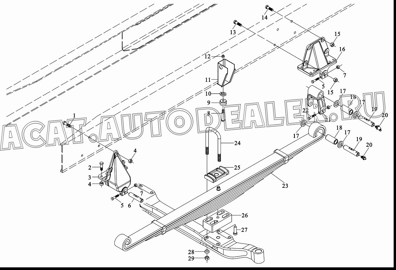 Кронштейн задний левый 199100520155 для Shaanxi SX3255NR384 (6x4), SX3315DR326, SX3315DV326 (8x4)