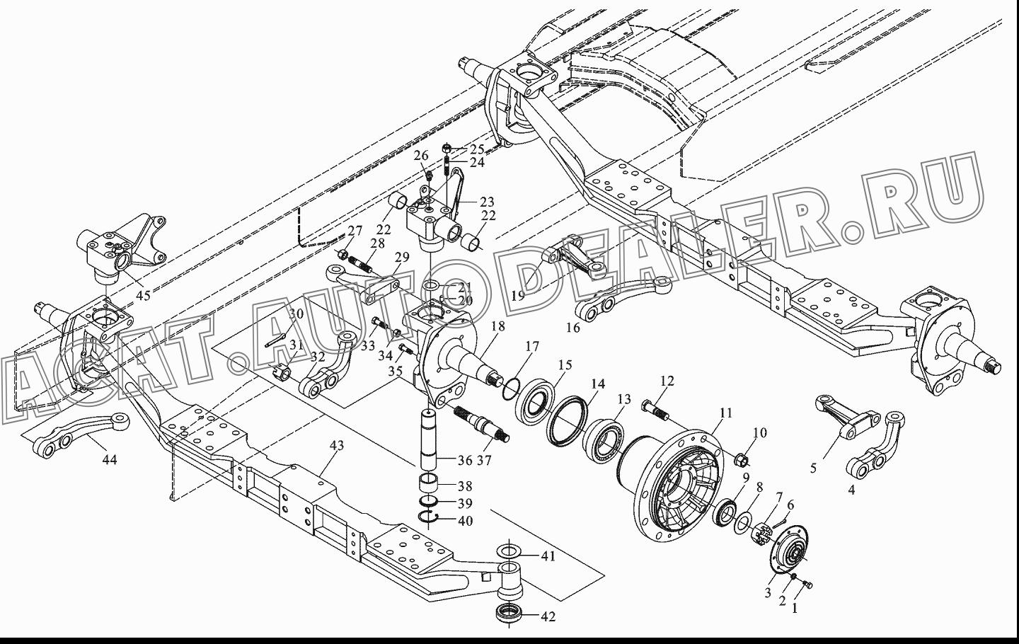 Передний мост 88000410054 для Shaanxi SX3255NR384 (6x4), SX3315DR326, SX3315DV326 (8x4)