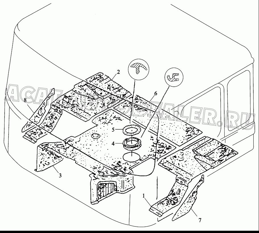 Коврик задний левый DZ1642640033 для Shaanxi SX4185NT361, SX4185NV361, SX4255NT324, SX4255NV324