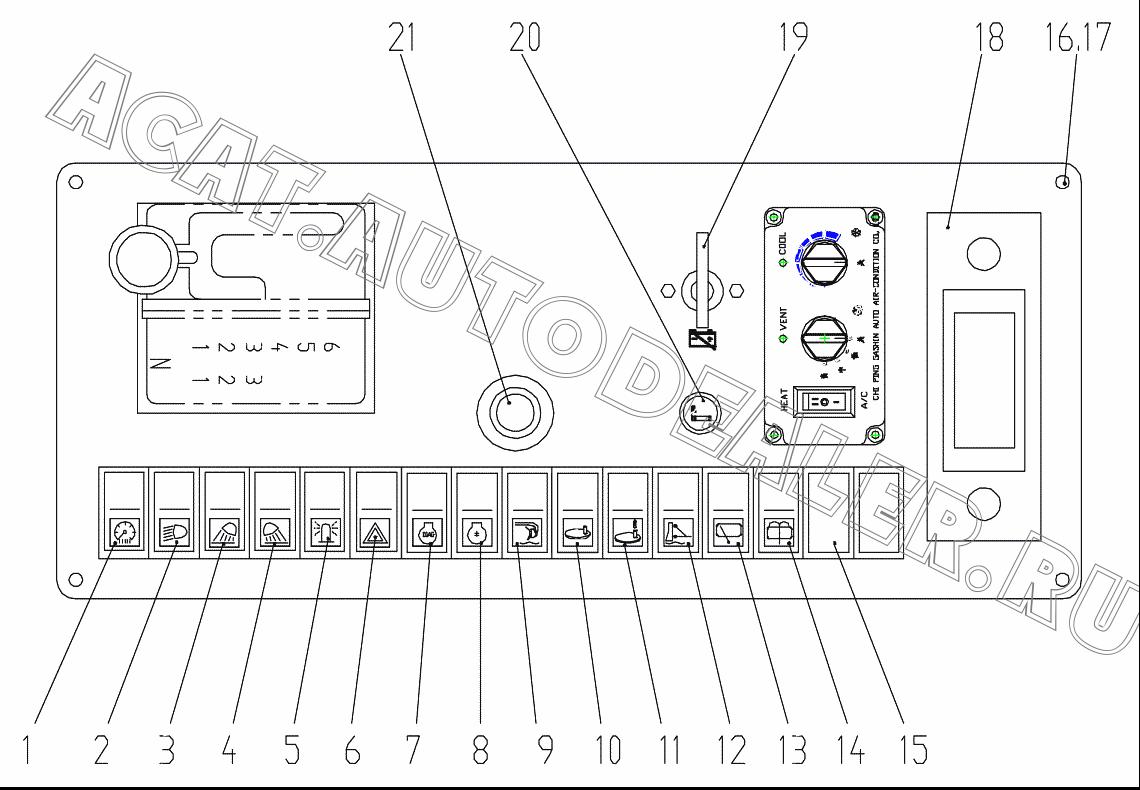 Включатель передних рабочих фар JK932-030 для Mitsuber MG150R