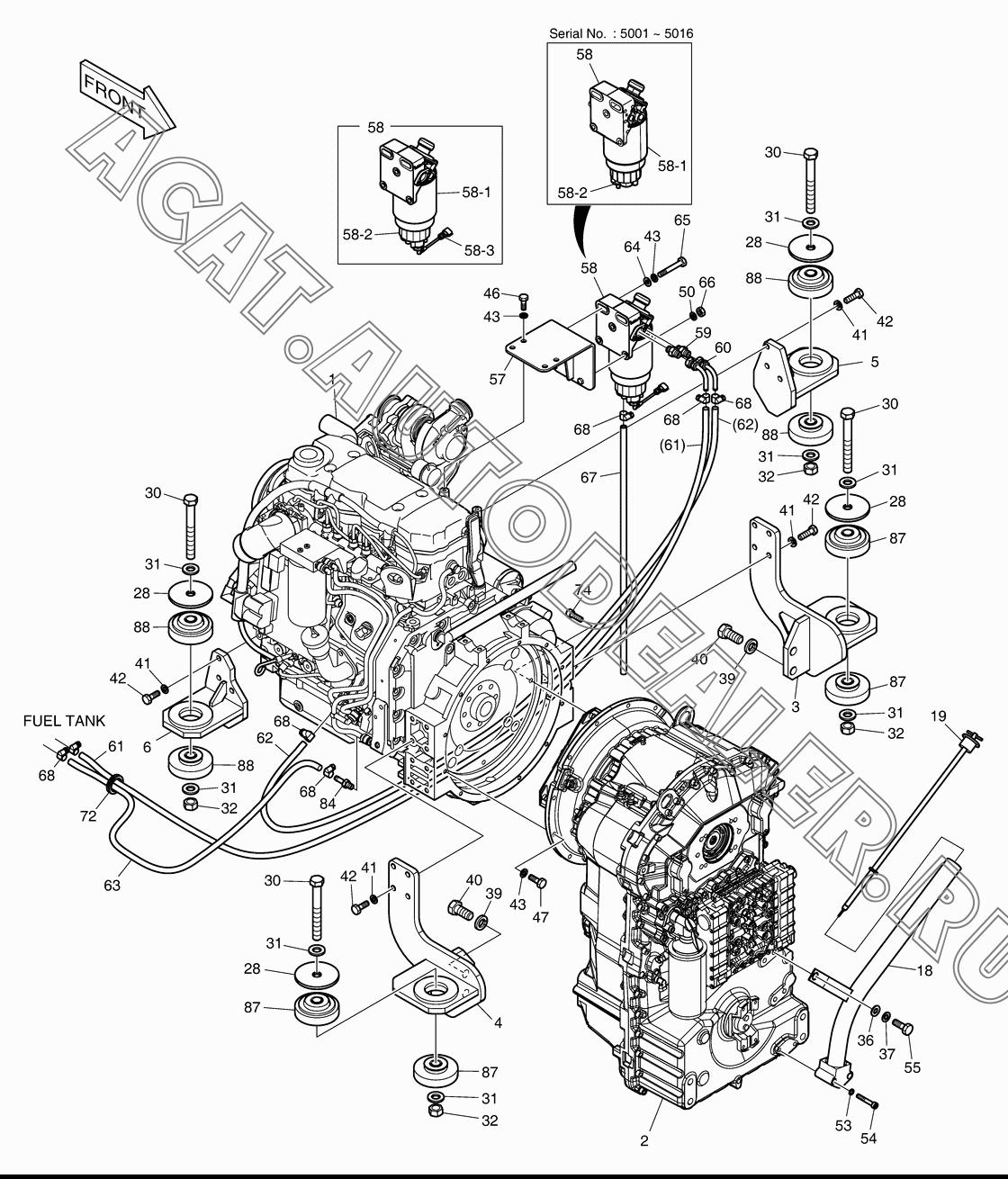 Двигатель ASS'Y K1030234 для Doosan DL160