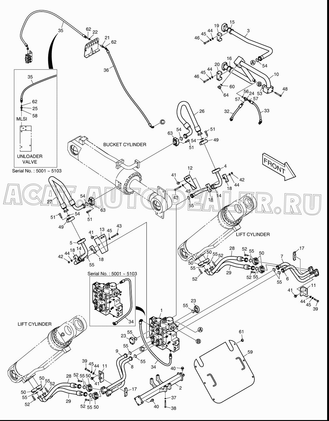 CONTROL VALVE PIPING K1010280E для Doosan DL500