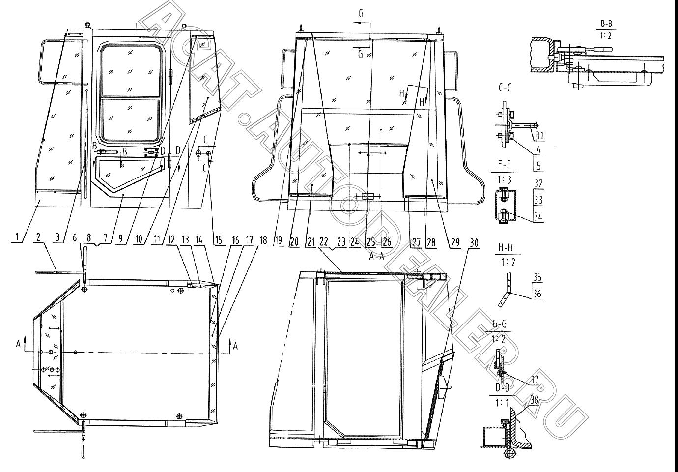 Кабина 23X0024 для LiuGong CLG 612H