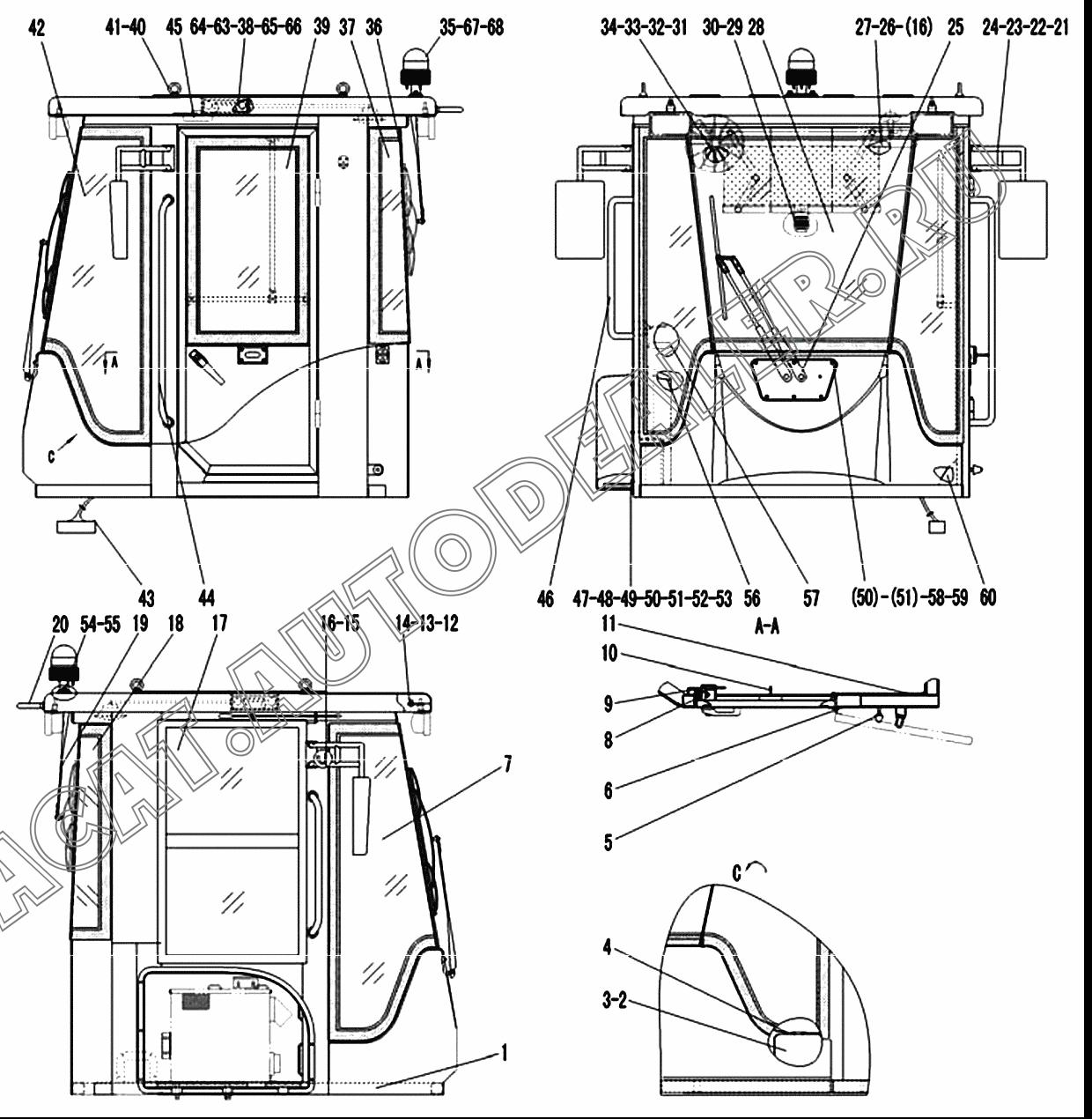 Раздвижное окно в сборе - FR185 4190001306 для SDLG LG936L