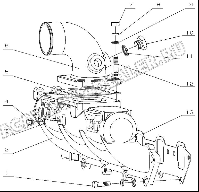Air inlet pipe E0200-1008101 для Yuchai YC4G180-20