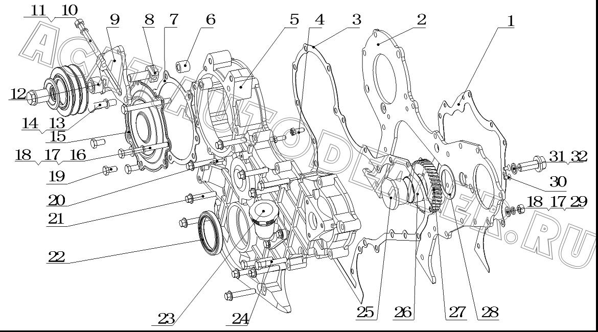 Gear housing cover plate G4700-1002034 для Yuchai YC6G240-30