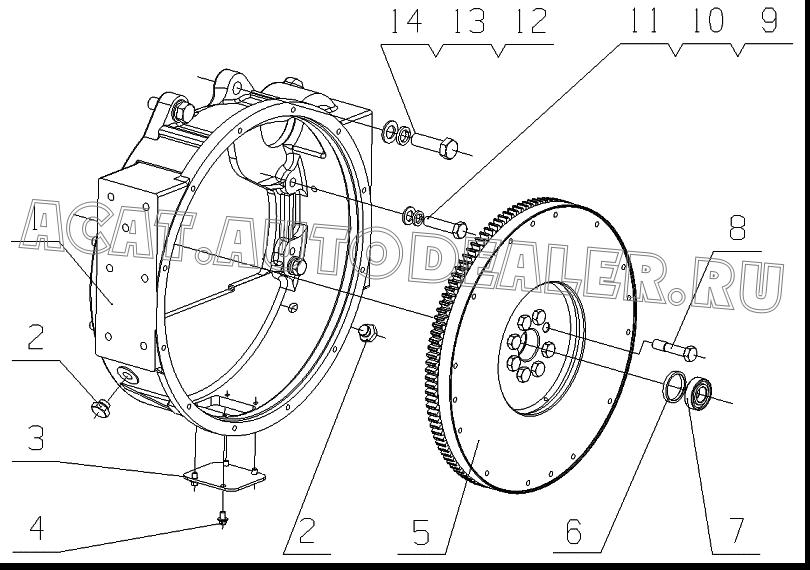 Flywheel housing G65AB-1600015 для Yuchai YC6G240-30