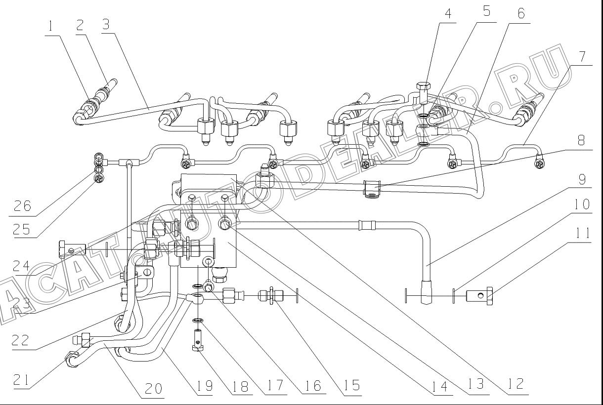 High pressure pipe parts J5600-1104100A для Yuchai YC6J245-30