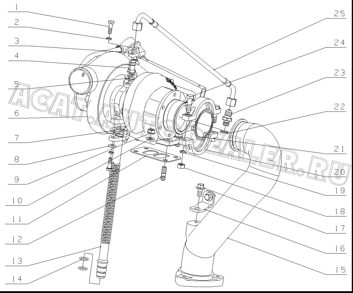 Turbocharger oil inlet hose B4000-1118030 для Yuchai YC6J245-30