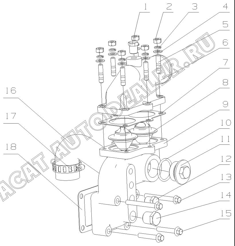 Thermostat cover spacer A3900-1303012 для Yuchai YC6J245-30