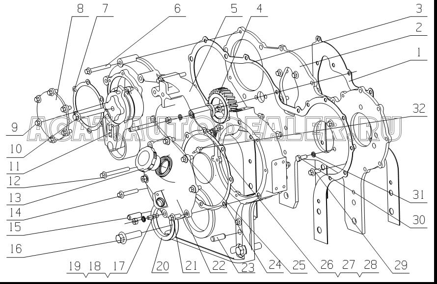 Timing gear housing plate L3100-1002203C для Yuchai YC6L260-30