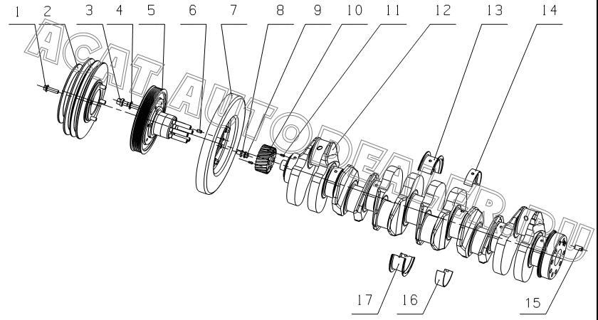 Attached pulley A3512-1005015 для Yuchai YC6L260-30