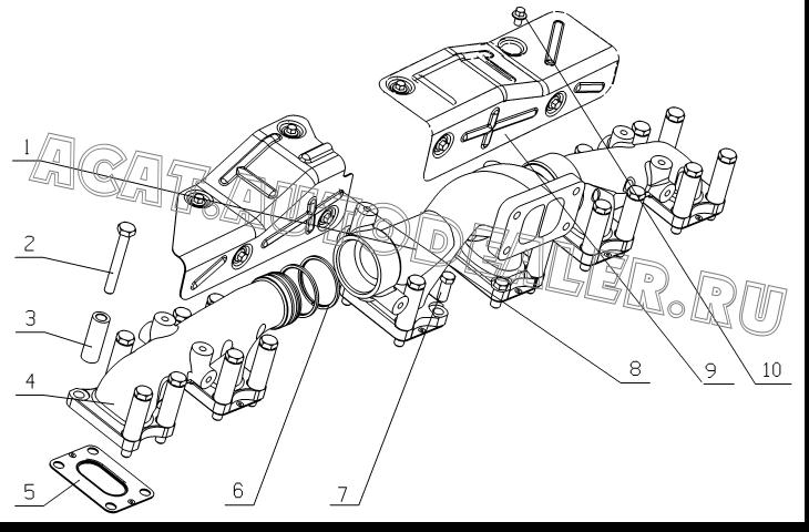 Middle exhaust pipe J62AA-1008218A для Yuchai YC6L260-30