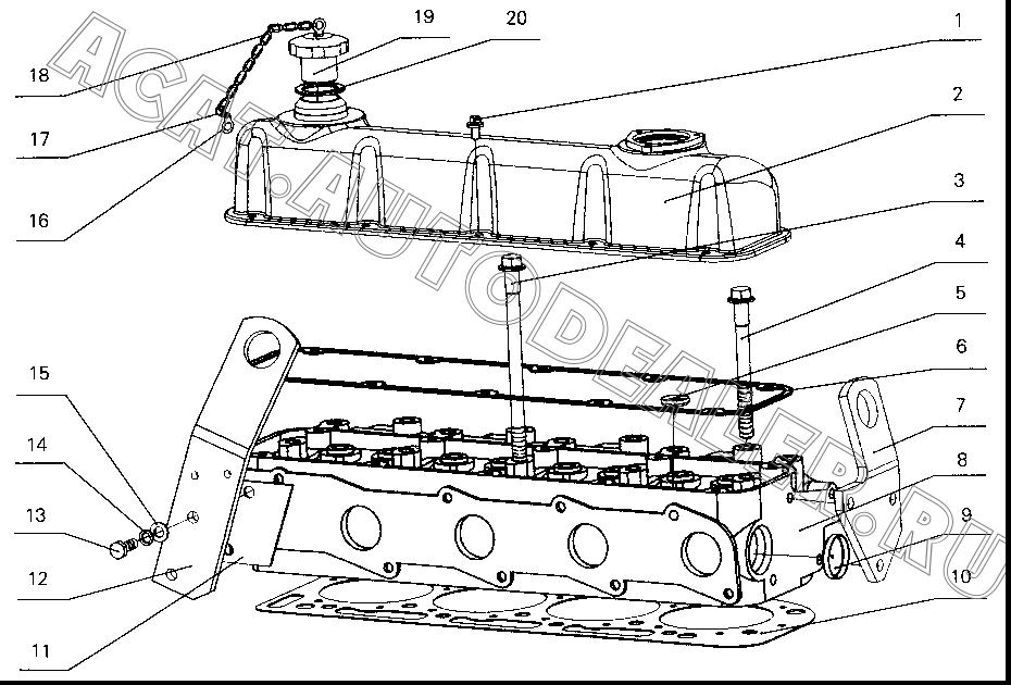 Cylinder head cover welded unit E0200-1003030A для Yuchai YC4112ZQ