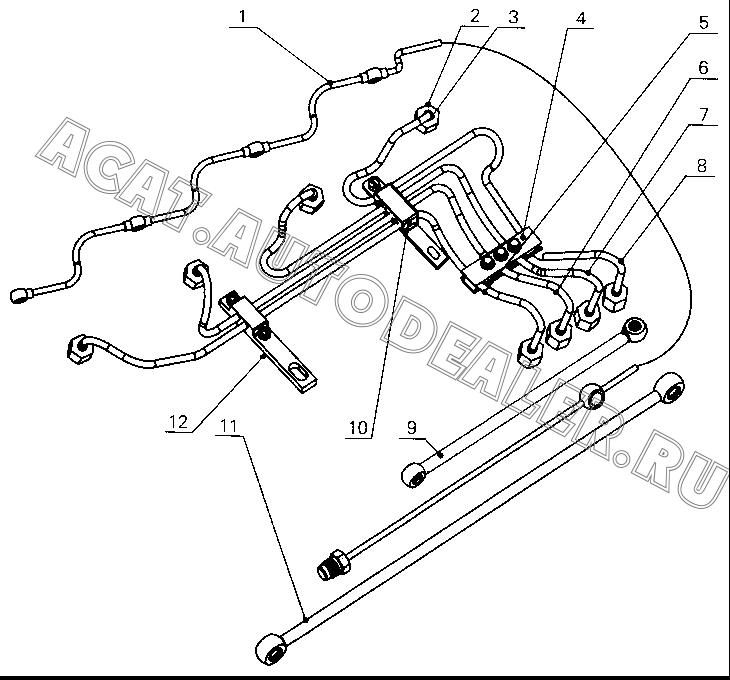 Fuel return line assembly 530-1104040B для Yuchai YC4112ZQ